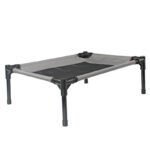 Steel-frame bedding for dogs outside folded flat for travel